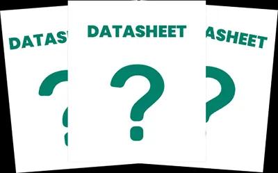 Three cards, each contains the word datasheet and a question mark below